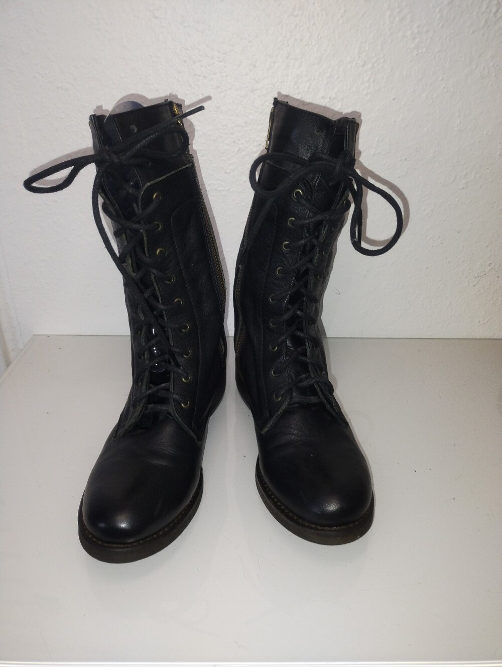 Steve Madden Barney Black Leather Boots. Womens Size 7.5 - Picture 3 of 14